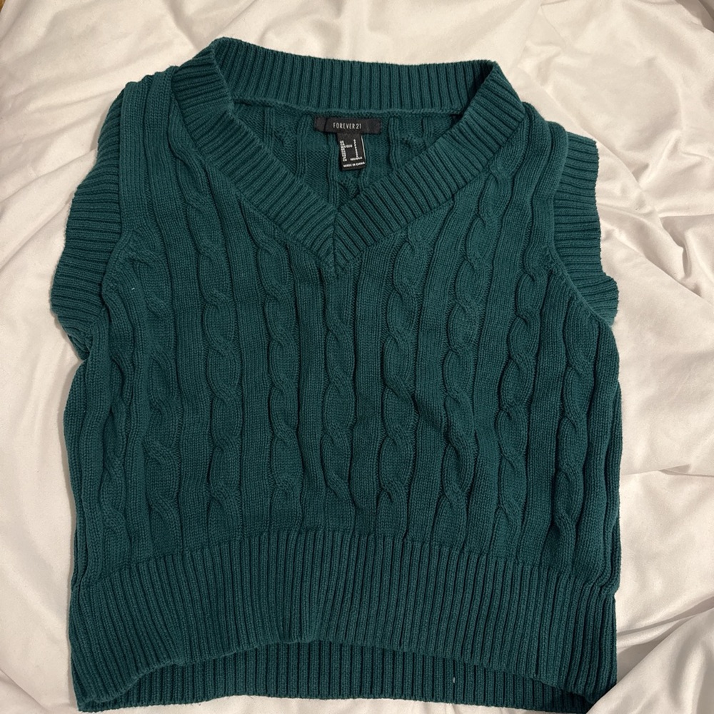 Dark green cable knit vest